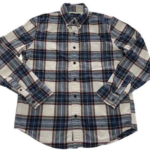 Abercrombie & Fitch Shirt Mens Medium Blue Red Plaid Soft AF Flannel Button Down - Picture 1 of 7